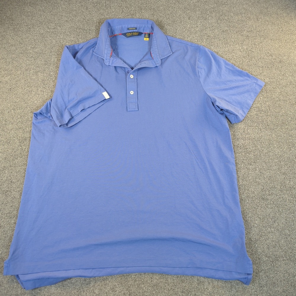 Polo Golf Ralph Lauren Mens XL Blue Stretch Lisle Short Sleeve Polo Shirt #2559